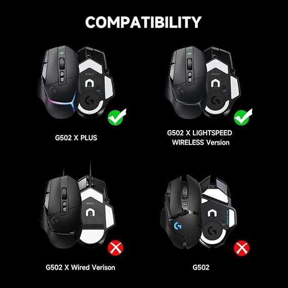 Mouse Sticker for Logitech G 502 X PLUS / G502 X LIGHTSPEED Gaming Mouse, The Fastest, Smoothest, and Most Durable Mouse Skates for Logitech Gaming Mouse Wireless (Black)