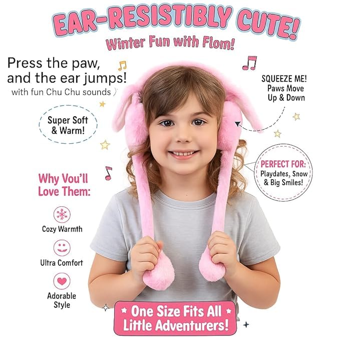 Ncry Trending Kids Winter Ear Muffs/Rainbow Unicorn & Rabbit Moving Ear Bunny Warmers with Chu Chu Sound/Soft Plush Hair Cover for Girls, Boys & Adults/Cute Winter Muffler Headband