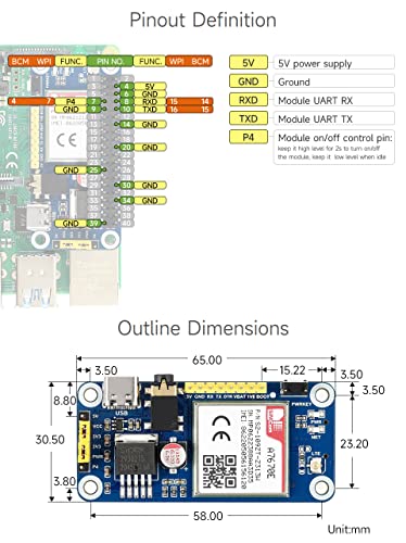 Waveshare A7670E LTE Cat-1 HAT for Raspberry Pi Enabling LTE Cat-1 / 2G Communication & LBS Positioning Multi Band Support 2G GSM/GPRS