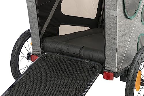 TRIXIE Hundeanhänger für das Fahrrad 51 × 66 × 81 cm bis zu 35 kg – mit Federung und großer Hecktür – mit Feststellbremse und Anhängerkupplung - Reflektoren und Signalwimpel - 12802