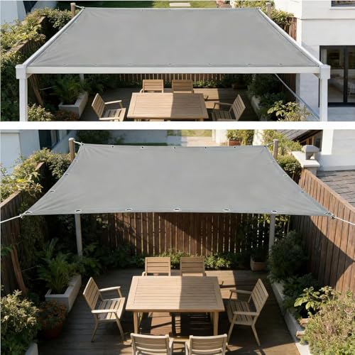 Voile d'ombrage rectangulaire 1.4x5m gris clair imperméable pour balcon - 8