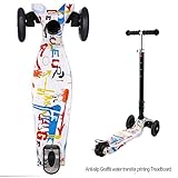 Profun Patinete Niño, Patinete para Niños 3 a 10 Años， Patinete Plegable con Ruedas de luz LED Patinetes de Altura Ajustable para Niños y Niñas (77CM-87CM), Carga Máxima 50 KG