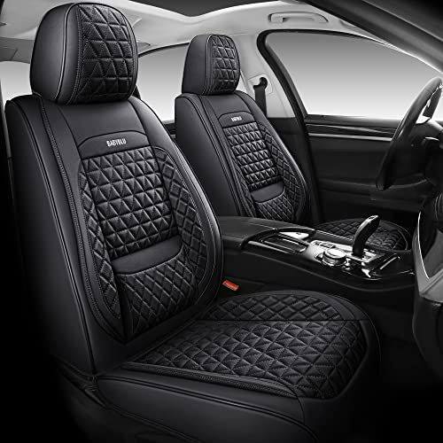 BABYBLU Full Coverage Car Seat Covers Universal Fit for Cars SUVs Pick-up Trucks with Waterproof Leatherette in Auto Interior Accessories (Black)