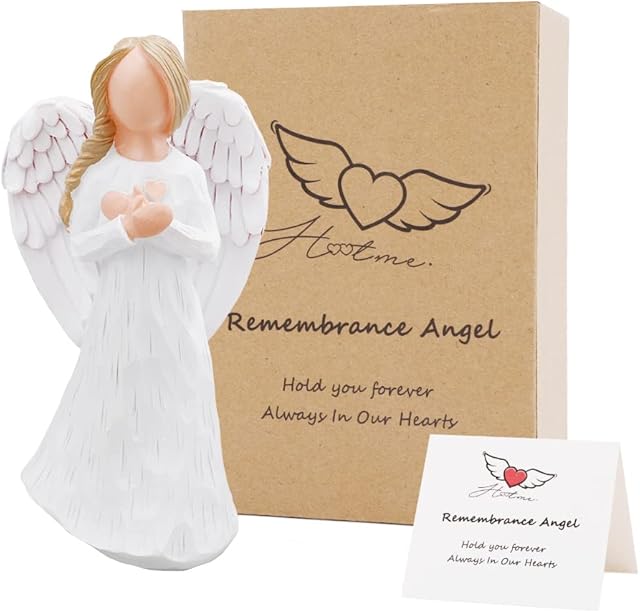 Remembrance Angel Figurine, Sculpted Hand-Painted Figure, Memorial Gifts for Loss of Loved One, Bereavement Gifts Express Condolence Sympathy Comfort and Love, Grieving Funeral Gifts