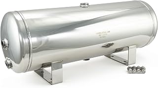 HornBlasters Black Widow 5-Gallon Stainless Steel 6-Port Air Tank - 4x 1/2" & 2x 1/4" NPT Ports, 150 PSI Rust-Resistant