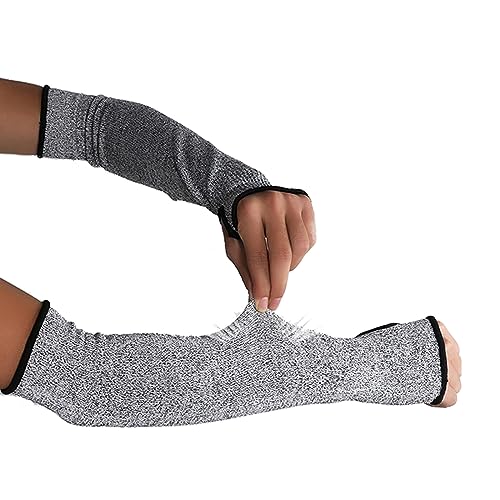 Cut Resistant Sleeves with Thumb Hole and Cut Resistant Leg Sleeves, Bite-Proof Arm Protectors and Protective Leg Sleeves for Gardening, Welding, Kitchen, Pet Grooming, Lawn Mowing Guard Safety Grey
