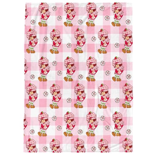 Jay Franco Kids Plush Throw Blanket Soft & Cozy Fleece Throw for Bedroom & Couch Dcor Official Licensed Product Pink - Strawberry Shortcake 60x70 - Throw