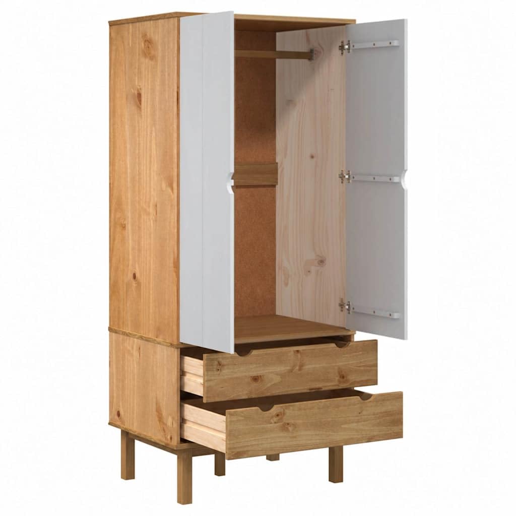 Armario OTTA Lite pino marrón y blanco 76,5 x 53 x 172 cm 2 cajones