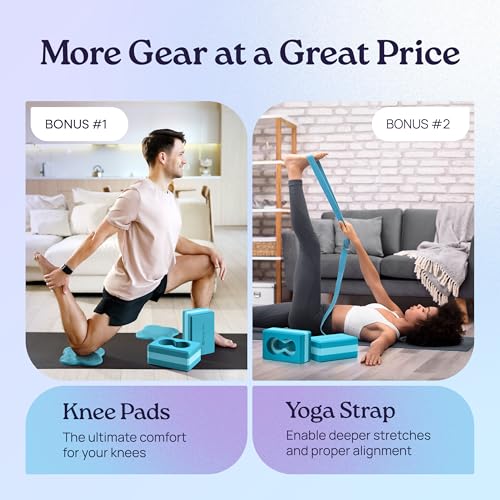 Deep-Zen® Yoga Blocks Wrist Support; Yoga Blocks 2 Pack with Knee Pads and Strap to Put Less Weight on Wrists; Durable, Versatile Yoga Brick Exercise Block Set, Blocks Yoga - Image 4