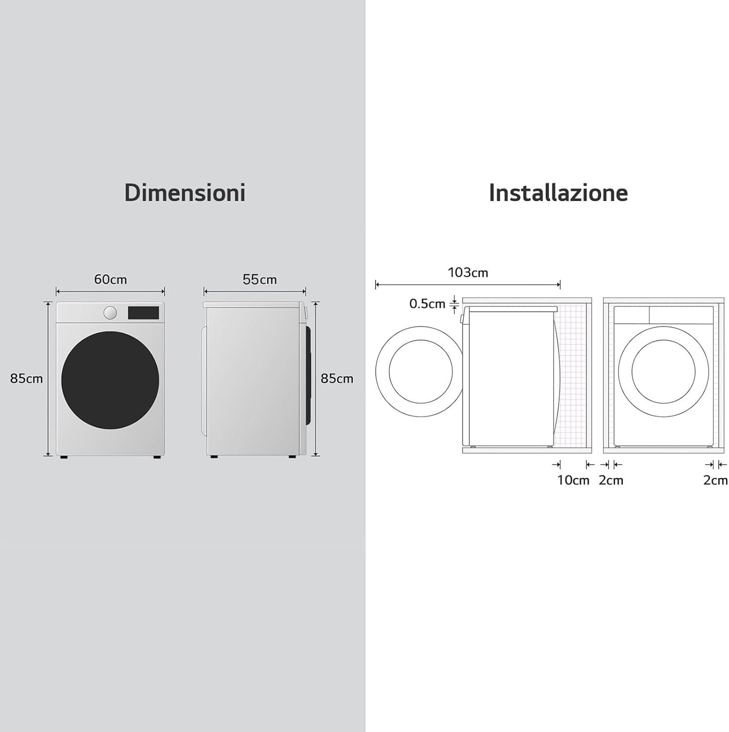 LG W4NX1095NWB Lavasciuga 9/5kg Serie X1, Lavatrice e Asciugatrice Insieme Classe A/E, 1400 Giri, Wi-Fi, Top Rimovibile, Vapore Allergy Care, Tecnologia 6 Motion Direct Drive, Bianca