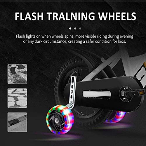 moli dee Training Wheels, Thicken Bike Training Wheels for Kids Under 100lb with Heavy Duty Stainless Steel for 12 14, 16, 18, 20 Inch (Black)
