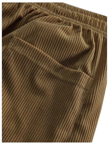 Men's Corduroy Pants Drawstring Waist Wide Leg Pants Casual Long Trousers with Pockets4