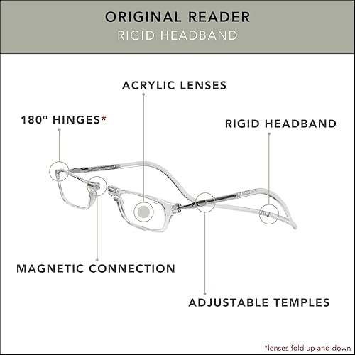 Miniatura 8 de Clic - Anteojos de lectura magnéticos, para computadora, lentes reemplazables, varillas ajustables, originales (tamaño pequeño-mediano)
