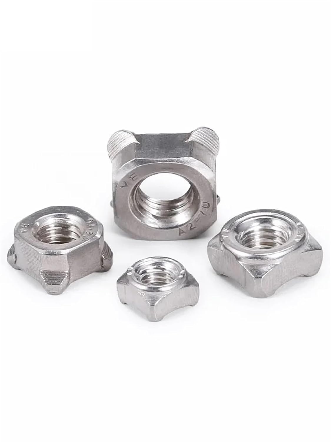 Square Weld Nuts 20Pcs M3 M4 M5 M6 M8 M10 Square Weld Nut 304 A2 Stainless Steel Four-Corner Spot Welding Nut Hardware Fastener 5~20Pcs(M4)