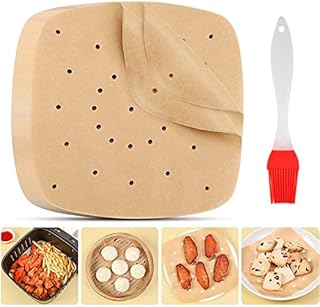 110 Pcs Air Fryer Liners Disposable, 8.5 Perforated Parchment Paper for Air Fryer Baking Oven, Air Fryer Paper Square Non-Stick Greaseproof Paper Air Fryer Parchment Liner Air Fryer Accessories