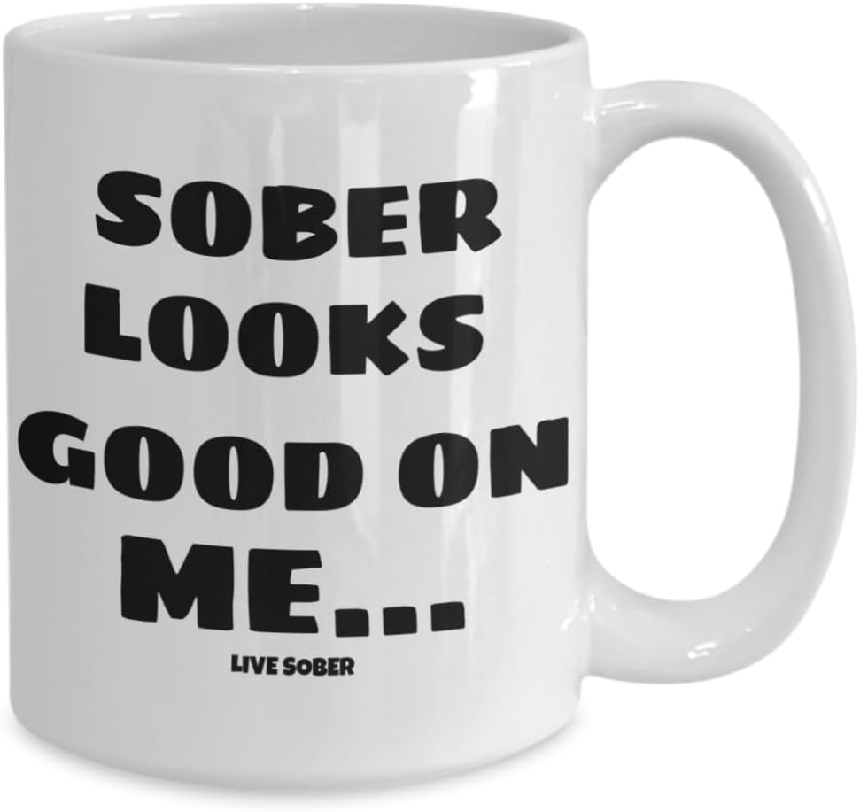sober gift idea for men and women, 90 days clean gift for him or her (15oz, White)