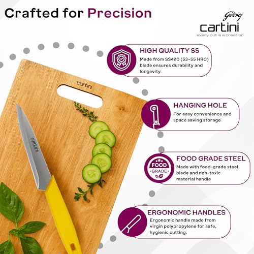 Image of Godrej Cartini Easy Stainless Steel Chopping Knife, Yellow