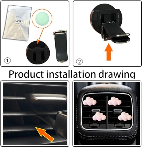 Image of Pink Cloud Car Air Freshener - 4 Pcs Cute Cloud Car Diffuser Vent Clips for Women