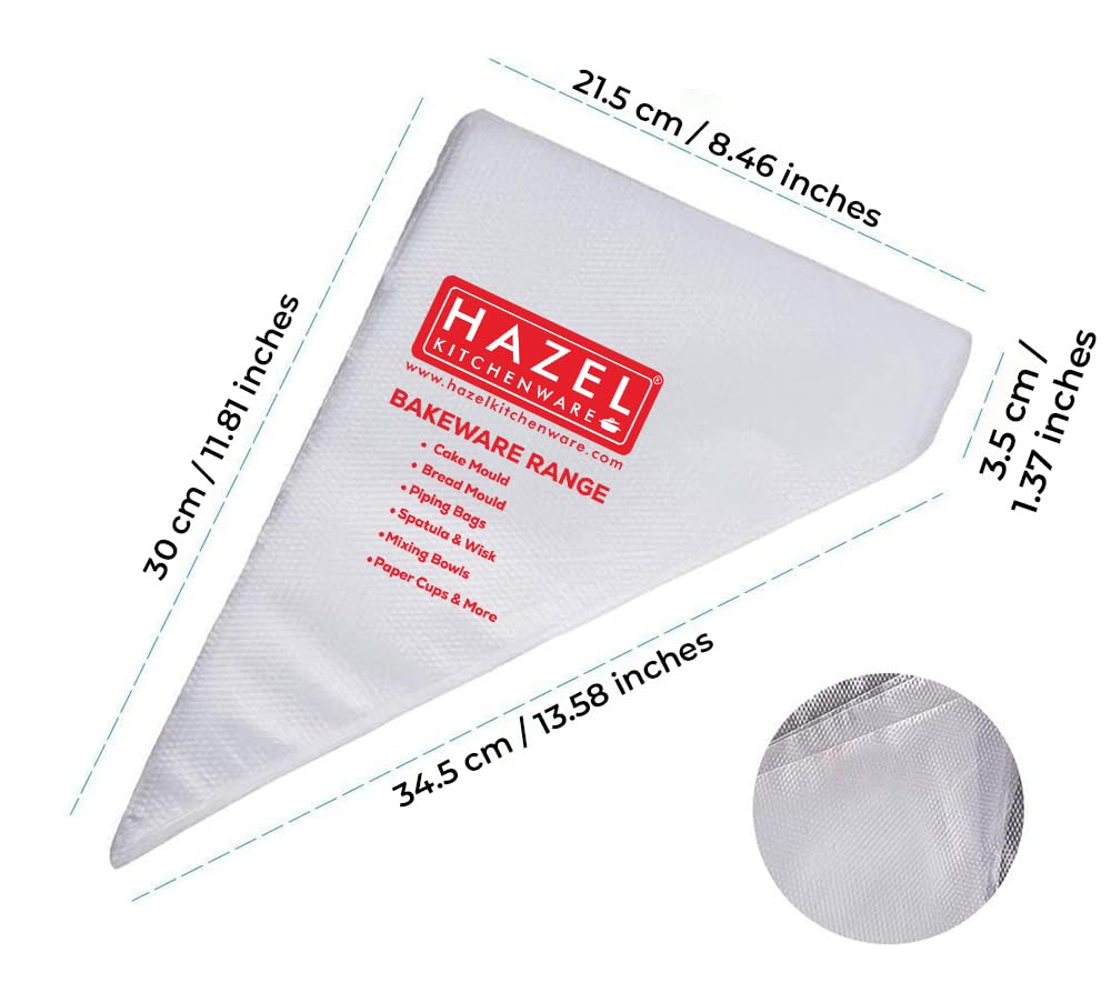 HAZEL Disposable Piping Bags 100 Pcs | Bakery Icing & Decorating Bags | Strong Grip Pastry & Cake Cream Piping Bag Pack of 100 1