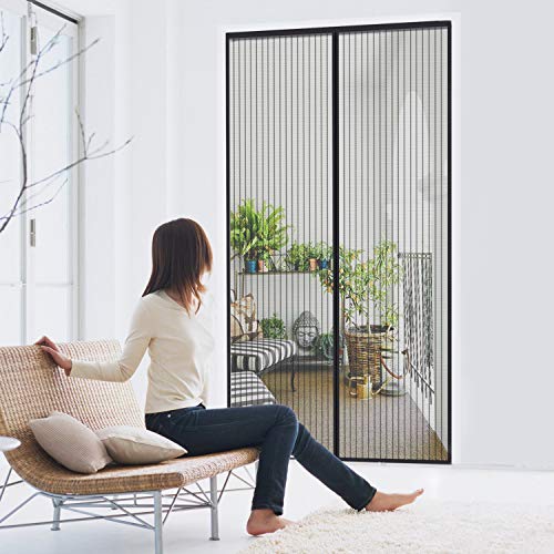 Preisvergleich Produktbild SODKK Fliegengitter für Tür 180x240cm, Insektenschutz Magnet Fliegenvorhang, Magnetische Adsorption, Faltbar, Auto Schließen Luft kann frei strömen, for Türen / Patio - Schwarz