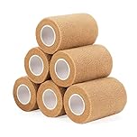 Cohesive Bandage Wrap 7.5cm, Self Adherent Vet Wrap Self Adhesive Bandage Tape for Wrist & Ankle Breathable Elastic Pet Bandage Tattoo Grip Cover Skin Color (6 Roll)