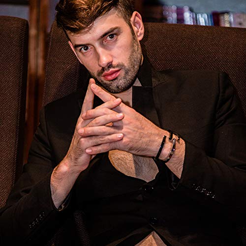 Wistic Bar Screw Bracelets Cuff Bangle For Men Stainless Steel Jewelry Chunky Bracelet For Women Stainless Steel And Clasp Wristband Cuff Bracelet For Girls Gold Rose Gold Silver Black Pvd Plated Touch Of Luxury Polished Chunky Couples Friendship Bracelets (Overlap For Men Black) #TOP7