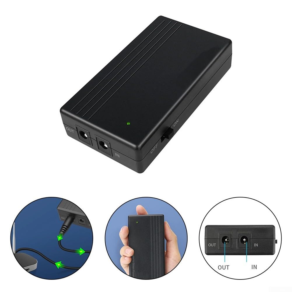 Mini onduleur avec batterie de secours, mini onduleur avec une puissante capacité de 7800 mAh pour routeur WiFi, téléphone, appareil photo, alimentation USB 5 V/DC 12 V