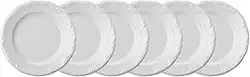 Estojo com 6 Pratos Sobremesa em Porcelana - Modelo Redondo com Relevo Pomerode - Branca - fabricado pela Schmidt