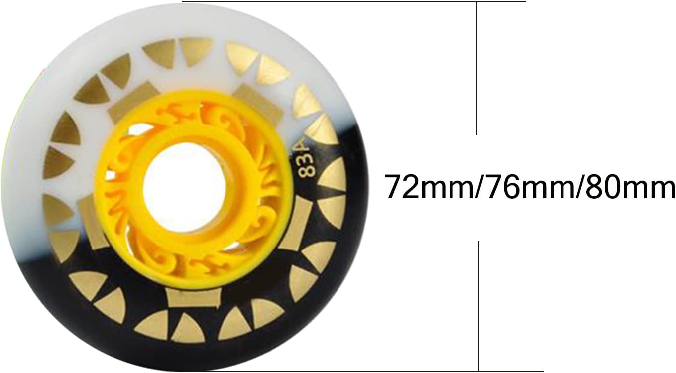 Roller Skate Wheels Outdoor & Indoor Inline Skate Wheels 8 Pack 83A 72mm 76mm 80mm Wear-Resistant PU Inline Skate Replacement Wheels Skate Wheels Skating Wheels