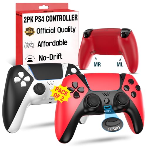 QUIKLYNX Control for PS4 Controller 2 Pack Wireless Remote for PlayStation 4 Controllers, Dual...