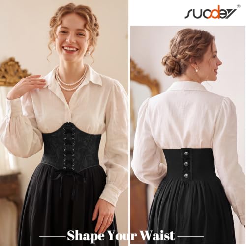 SUOSDEY Lace-up Cinch Bustiers Corset Belt for Women, Elastic Tie Waspie Wide Costume Waist Belt for Renaissance Halloween by SUOSDEY - Used condition - Image 6