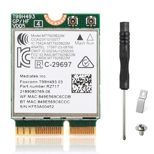 EDUP Tarjeta WiFi 7 para Portátil BE6500 M.2 2230, Tarjeta de Red 802.11be Tri Band 6GHz/5GHz/2.4GHz hasta 6,5 Gbps, Bluetooth 5.4, Adaptador WiFi Interno Compatible Intel AMD, Windows 11 y Linux