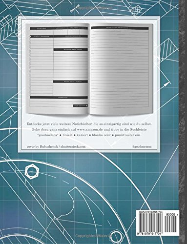 PROJEKTPLANER A4 • 70+ Seiten, Soft Cover, Register, Architekt • #GoodMemos • Linke Seite für Planung (To Do Listen, Datum uvm.); Rechte Seite für Notizen