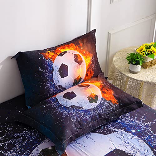 Wajade Football Soccer Comforter Set Bed In A Bag Full Size 3D Galaxy Soccer Ball Sports Bedding Set For Boys Kids (1 Comforter, 1 Flat Sheet, 1 Fitted Sheet, 2 Pillowcase And 2 Pillow Sham) #TOP5