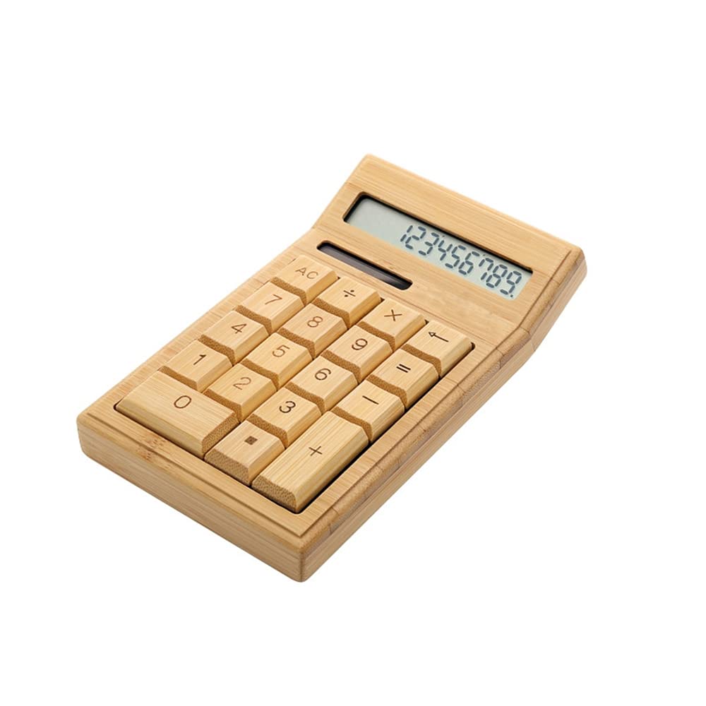 Calculadora de bambú de 12 dígitos con pantalla grande para evitar errores de lectura 3