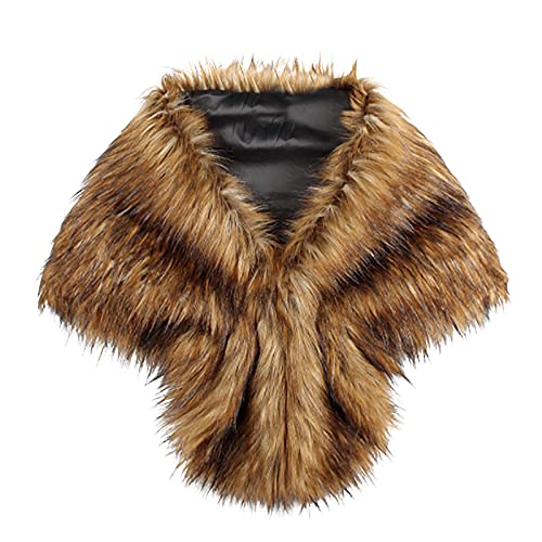 ZEZKT Femmes Faux Fourrure Poncho Cape, Spring Automne Faux Faux Fourrure Chauve-souris Batwing Tops Soleil Wrap Soirée Partie de soirée Élégante longue...