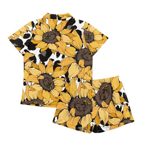 Image of Pjs Womens Short Sleeve Button Down Pajamas Set Two-Piece Nightwear with Pockets