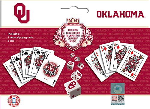 Image of Masterpieces Game Day - NCAA Oklahoma Sooners 2-Pack Playing Cards & Dice Pack - Officially Licensed Set for Adults and Family