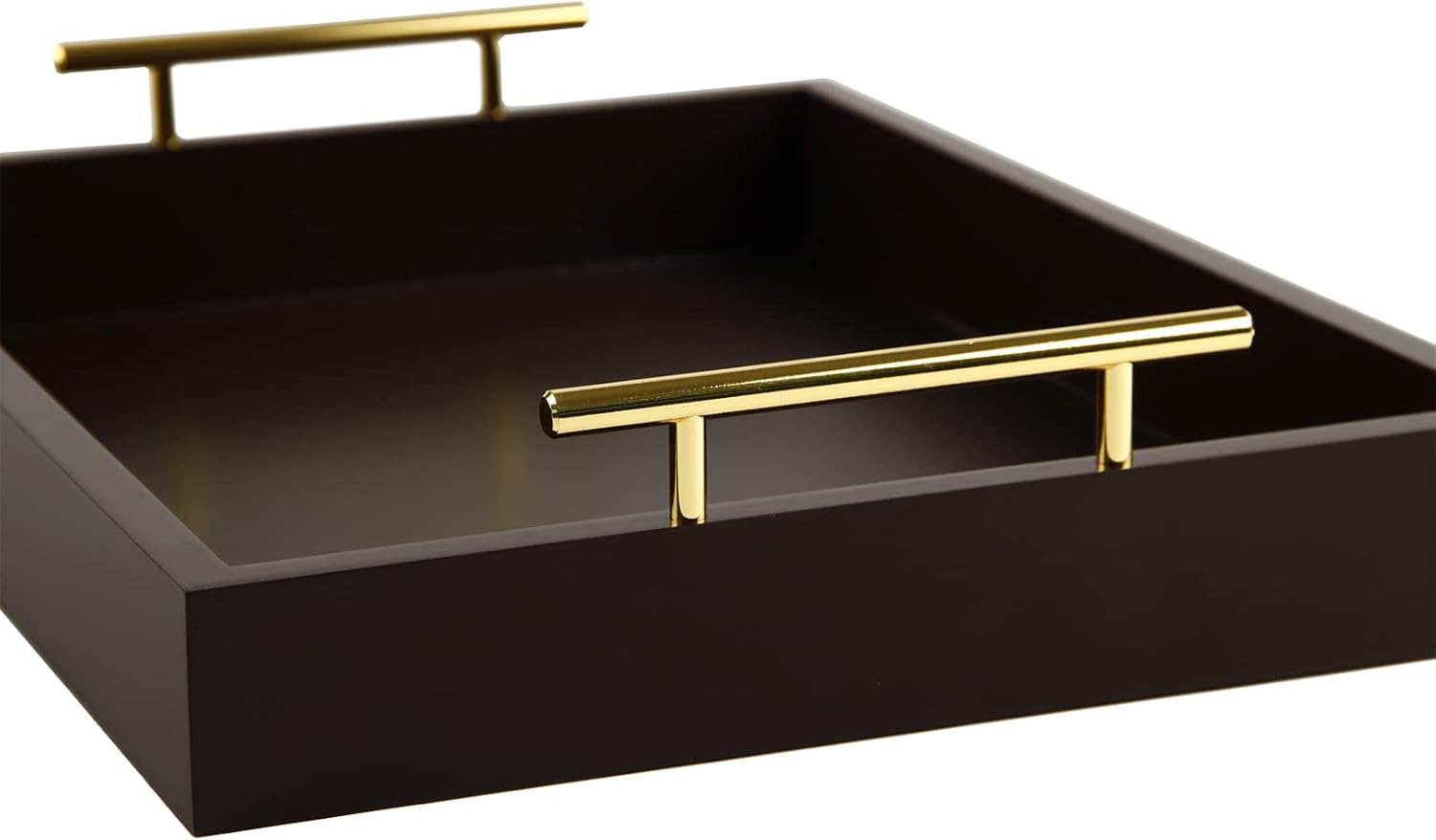 JJSQYLAN Wooden Serving Tray with Handles Rectangle Breakfast Tray for Coffee Table Decorative Ottoman Tray 16”x 12” for All Occasion's (Dark Brown) - Image 5