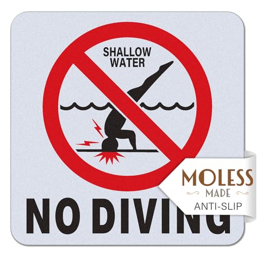 MOLESS 6x6 Anti-Slip Vinyl Pool Sticker No Diving Sign for Pool 1 Pack