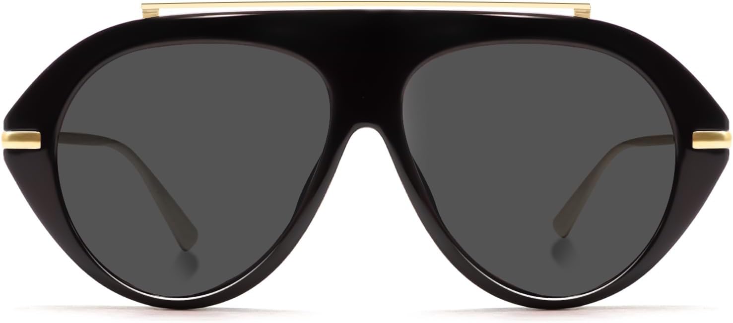 TYA Oversized Aviator Sunglasses for Women Men, Trendy Retro 70s Big Large Gold Vintage Aviators Sun Glasses