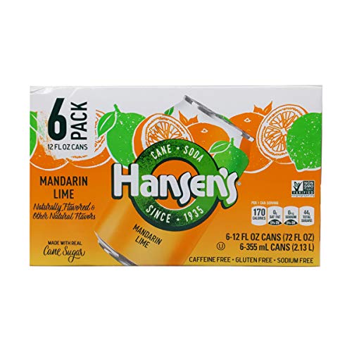 Hansen's Natural Cane Soda, Mandarin Lime, 12 Fl Oz (pack of 6)