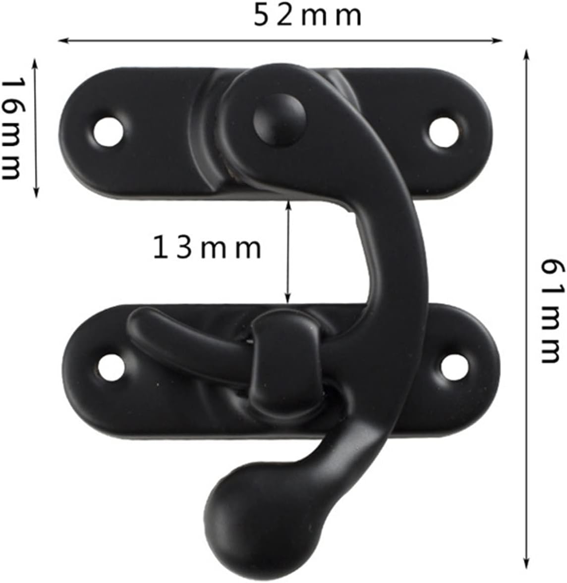Antique Metal Latch Hook Decorative Hasp Horn Lock for Wooden Jewelry Box Padlock Clasp with Screws Hardware