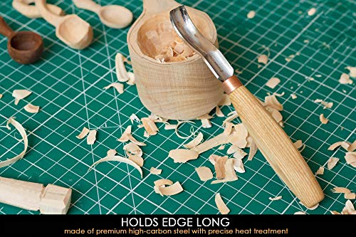Beavercraft, Wood Carving Bent Gouge K8A/14 0.55" - Spoon Carving Tools - Woodworking Hand Chisel Compact Wood Carving Knife For Beginners And Profi - Hobbies For Adults And Kids - Carbon Steel Blade #TOP3