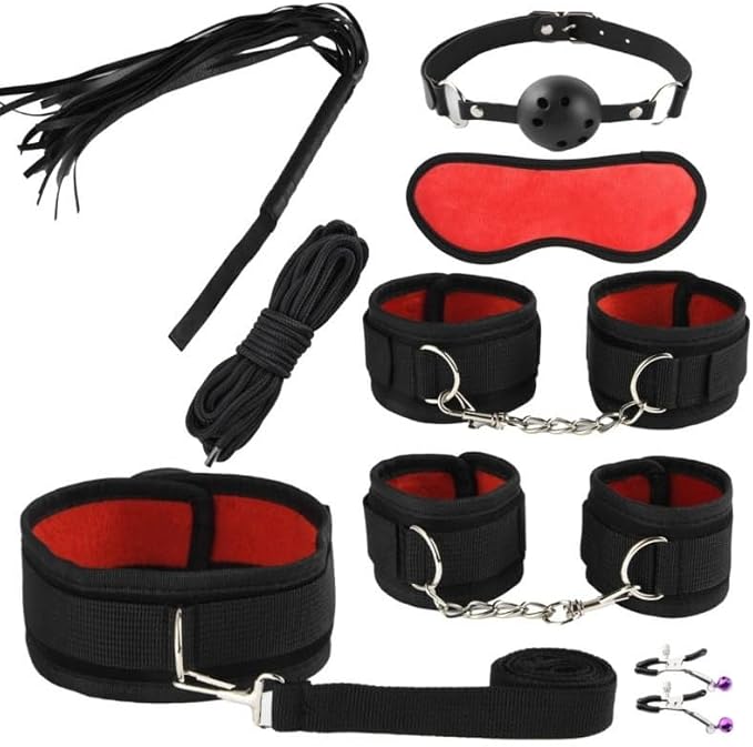 8 Pcs Nylon Fitness Set Accessory,Adjustable Exercice Accessory for Strength Training(Red)