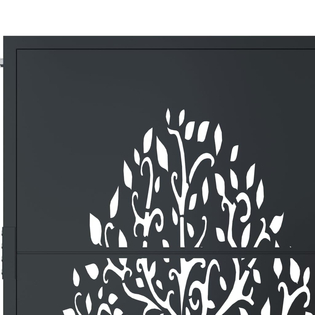 vidaXL Cancello Giardino Antracite 100x125 cm in Acciaio Design Albero, cancello, cancello in Acciaio, cancello da Esterno, cancello di Sicurezza