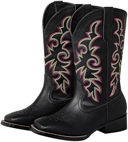 SheSole Women's Extra Wide Calf Cowboy Boots Square Toe – Pull-On...
