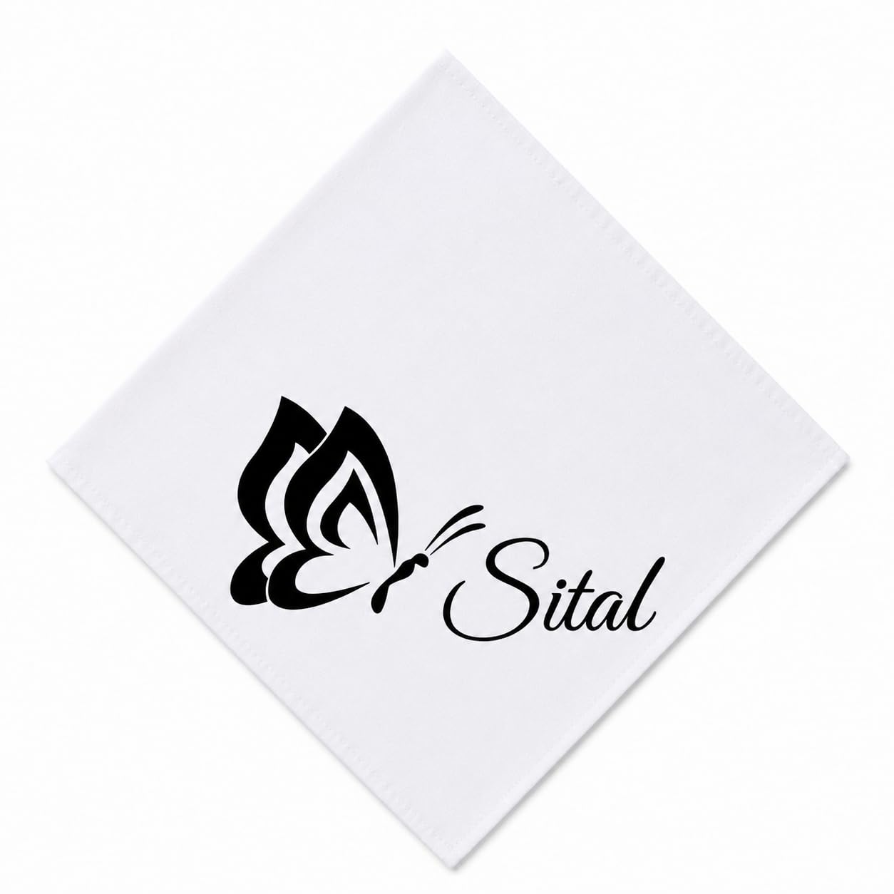 Sital White Cotton Handkerchief with Butterfly Design-image-42