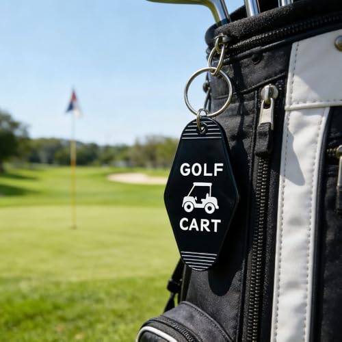 Image of 2pcs Golf Cart Keychain Plastic Retro Motel Golf Cart Key Chain for Women Men