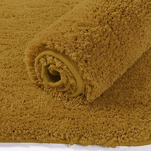 Image of Flooring India Co Newman Bath Mat 2500 GSM Super Soft Microfiber Anti Skid Slip Water Absorbent Bathroom Mats for Bedroom, Home, Door (60x90 cm, Gold)